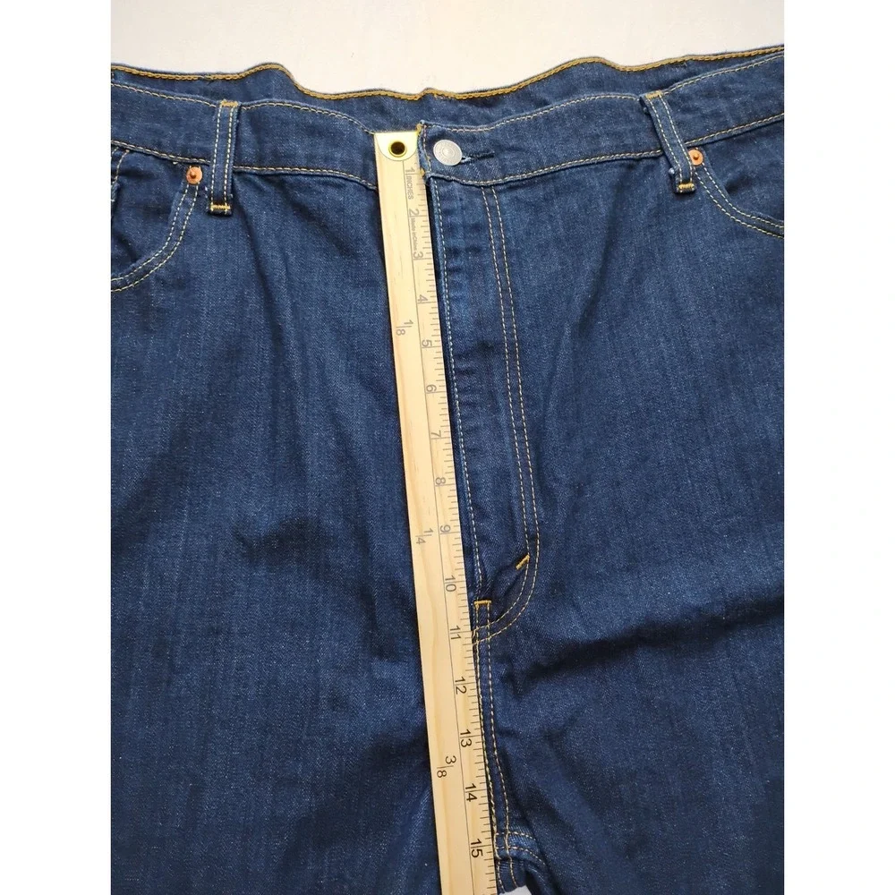 Levis 569 Jean Shorts Mens 48 Blue Dark Wash Denim Baggy Fit Jorts 11in inseam